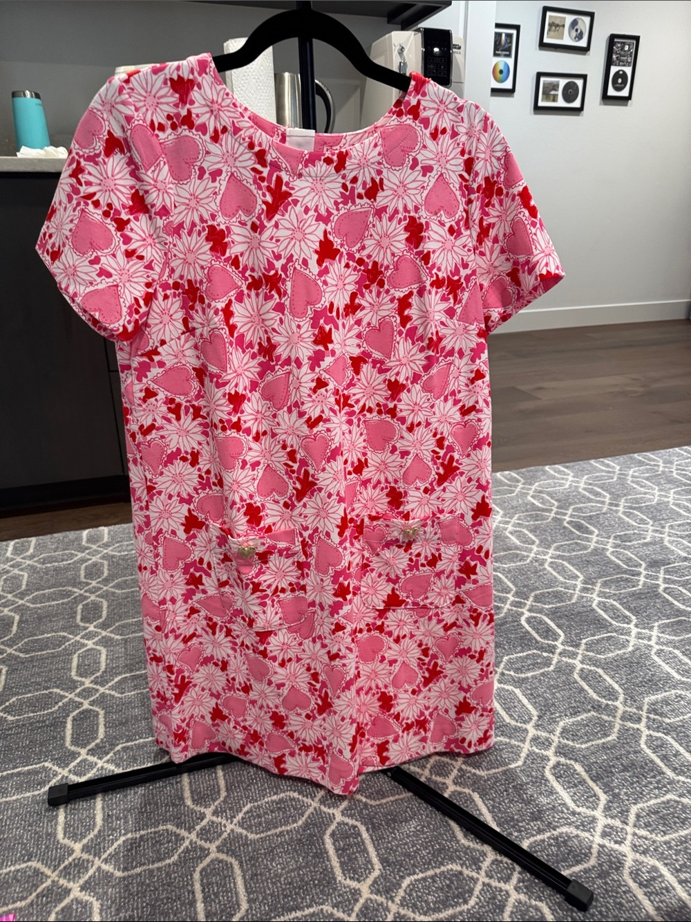 Lilly Pulitzer Pink & Red Heart Floral Mini Dress